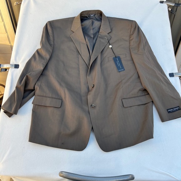 Henry Grethel Mens 58R Taupe Pinstripe Suit Jacket Blazer Comfort Ease System‎ - Picture 7 of 8
